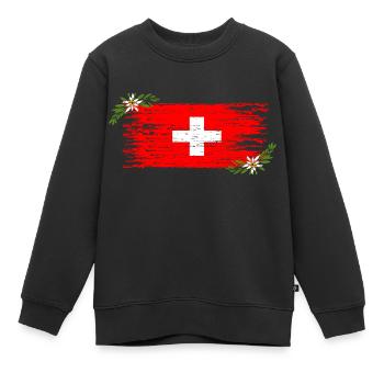 Schweizer Flagge - Kinder Premium Organic Sweatshirt - Schwarz - Vorne - AI Model Kid Female (0cm)
