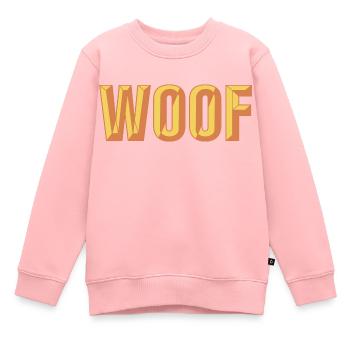 Woof Beveled Text Design - Kids Premium Organic Sweatshirt - rose - Front - AI Model Kid Female (0cm)