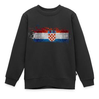 Croatie Croate Hrvatska Croatie Croates Croates Croates - Sweat Premium enfant bio - noir - Devant - AI Model Kid Female (0cm)