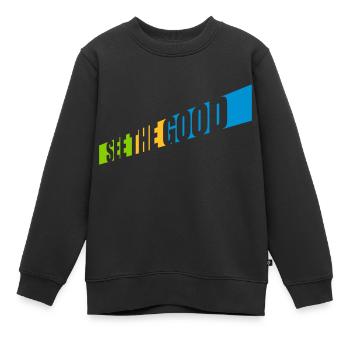 voir la bonne citation - Sweat Premium enfant bio - noir - Devant - AI Model Kid Female (0cm)