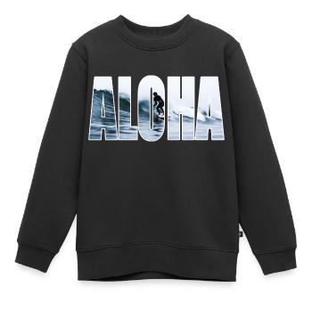 ALOHA - Kinder Premium Organic Sweatshirt - Schwarz - Vorne - AI Model Kid Female (0cm)