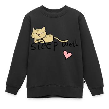 schlafe gut schlafen katze müde - Kinder Premium Organic Sweatshirt - Schwarz - Vorne - AI Model Kid Female (0cm)