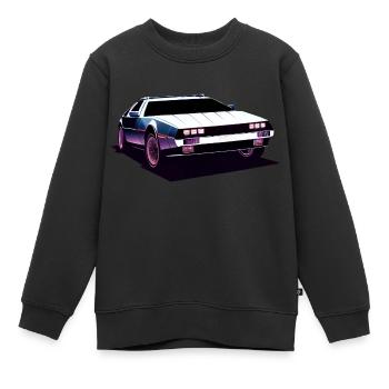Delorean Youngtimer Oldtimer - Kinder Premium Organic Sweatshirt - Schwarz - Vorne - AI Model Kid Female (0cm)