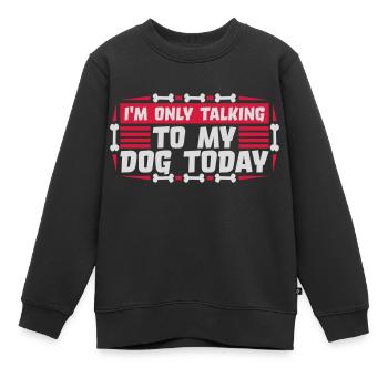 only talking to dog - Kids Premium Organic Sweatshirt - black - Front - AI Model Kid Female (0cm)