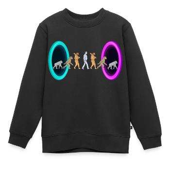 L’évolution à travers les portails - Sweat Premium enfant bio - noir - Devant - AI Model Kid Female (0cm)