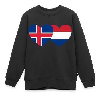 Islande Hollande Flag Coeur - Sweat Premium enfant bio - noir - Devant - AI Model Kid Female (0cm)