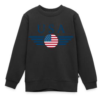 Drapeau des États-Unis - Sweat Premium enfant bio - noir - Devant - AI Model Kid Female (0cm)