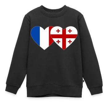 France Géorgie Flag Coeur - Sweat Premium enfant bio - noir - Devant - AI Model Kid Female (0cm)