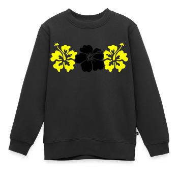 Fleurs d’hibiscus - Sweat Premium enfant bio - noir - Devant - AI Model Kid Female (0cm)