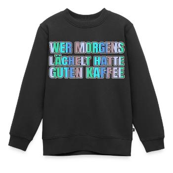 kaffeeliebhaber kaffeebecher baristia süchtig bday - Kinder Premium Organic Sweatshirt - Schwarz - Vorne - AI Model Kid Female (0cm)