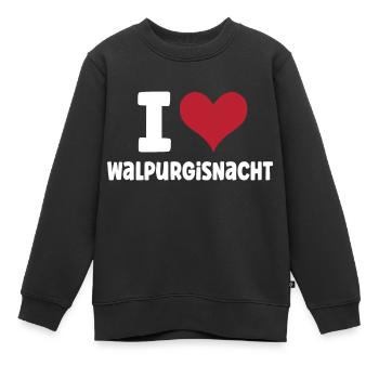I LOVE WALPURGISNACHT I GESCHENK FÜR HEXEN - Kinder Premium Organic Sweatshirt - Schwarz - Vorne - AI Model Kid Female (0cm)