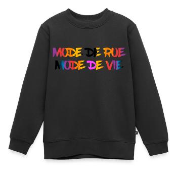 mode de rue - Sweat Premium enfant bio - noir - Devant - AI Model Kid Female (0cm)