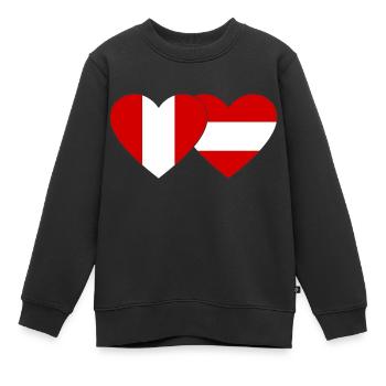 Pérou Autriche Drapeau du cœur - Sweat Premium enfant bio - noir - Devant - AI Model Kid Female (0cm)