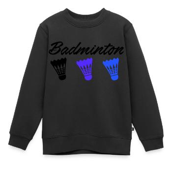 badminton - Sweat Premium enfant bio - noir - Devant - AI Model Kid Female (0cm)