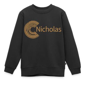 For Nicholas - Kids Premium Organic Sweatshirt - black - Front - AI Model Kid Female (0cm)