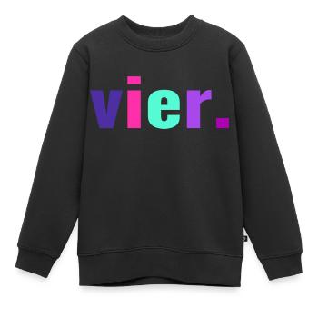 4. Geburtstag Geschenk 4 Jahre Vier - Kinder Premium Organic Sweatshirt - Schwarz - Vorne - AI Model Kid Female (0cm)