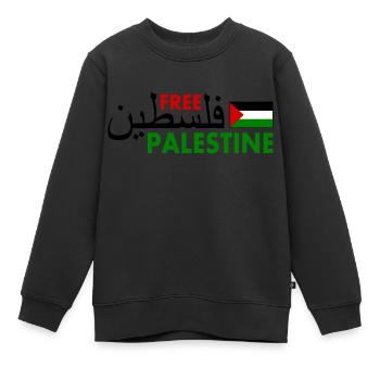 Free palestine فلسطين Palestina - Kinder Premium Organic Sweatshirt - Schwarz - Vorne - AI Model Kid Female (0cm)