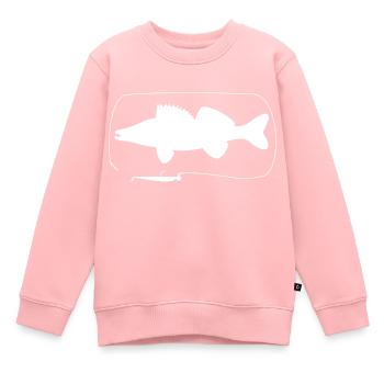 Sandre avec leurre souple - Sweat Premium enfant bio - rose - Devant - AI Model Kid Female (0cm)