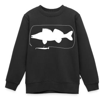 Sandre avec leurre souple - Sweat Premium enfant bio - noir - Devant - AI Model Kid Female (0cm)