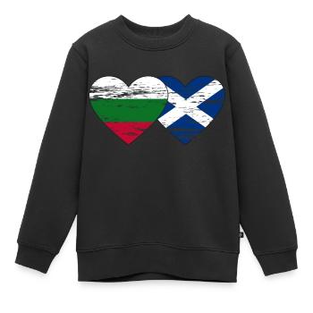 Bulgarie Ecosse drapeau coeur utilisé - Sweat Premium enfant bio - noir - Devant - AI Model Kid Female (0cm)