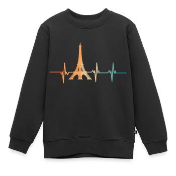 Eiffel Tower heartbeat - Kids Premium Organic Sweatshirt - black - Front - AI Model Kid Female (0cm)