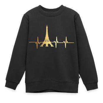 Herzschlag des Eiffelturms - Kinder Premium Organic Sweatshirt - Schwarz - Vorne - AI Model Kid Female (0cm)
