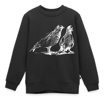 Colombe Couple Croquis Encre - Sweat Premium enfant bio - noir - Devant - AI Model Kid Female (0cm)