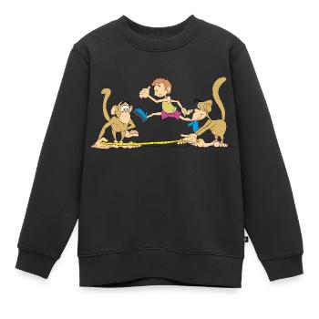 Affen im sportlichen Wettkampf - Kinder Premium Organic Sweatshirt - Schwarz - Vorne - AI Model Kid Female (0cm)