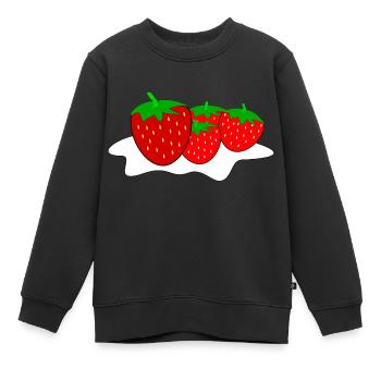 Erdbeeren mit Sahne - Kinder Premium Organic Sweatshirt - Schwarz - Vorne - AI Model Kid Female (0cm)