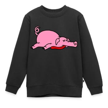 Grillon de porc mort inconscient mangeant de la viande - Sweat Premium enfant bio - noir - Devant - AI Model Kid Female (0cm)