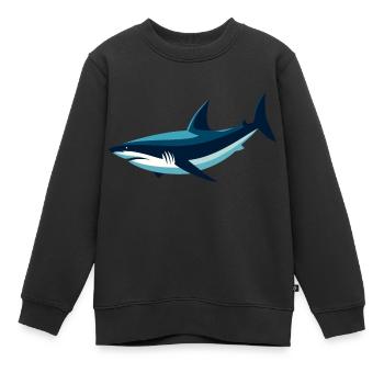 Stylized Shark - Kids Premium Organic Sweatshirt - black - Front - AI Model Kid Female (0cm)