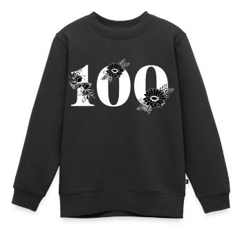 Schwarze Blumenzahl 100 - 100. Blumengeburtstag - Kinder Premium Organic Sweatshirt - Schwarz - Vorne - AI Model Kid Female (0cm)