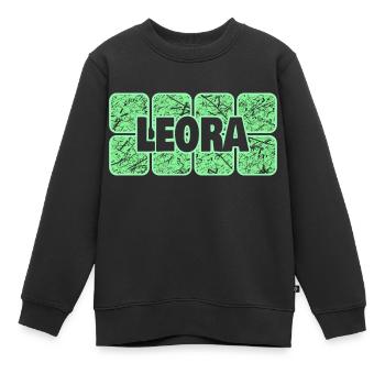Vorname Leora - Kinder Premium Organic Sweatshirt - Schwarz - Vorne - AI Model Kid Female (0cm)