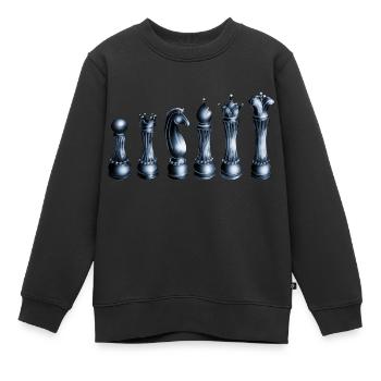 Illustration of shiny blue chess pieces - Kids Premium Organic Sweatshirt - black - Front - AI Model Kid Female (0cm)