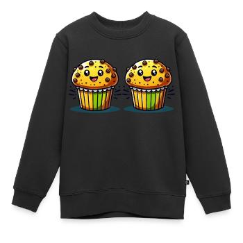 Bande dessinée Muffin - Sweat Premium enfant bio - noir - Devant - AI Model Kid Female (0cm)