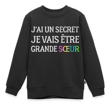 Ich habe ein Geheimnis, ich werde eine große Schwester sein - Kinder Premium Organic Sweatshirt - Schwarz - Vorne - AI Model Kid Female (0cm)