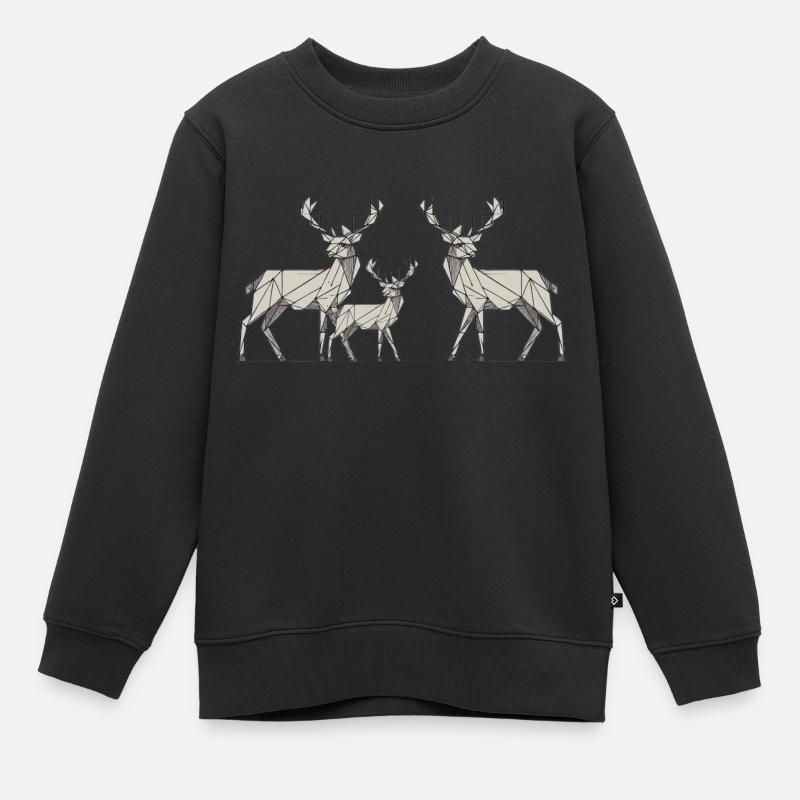 Hirsch 2D - Kinder Premium Organic Sweatshirt - Schwarz
