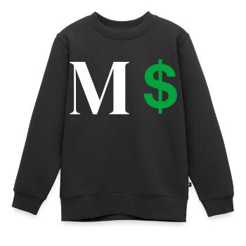 Lettre m dollar - Sweat Premium enfant bio - noir - Devant - AI Model Kid Female (0cm)