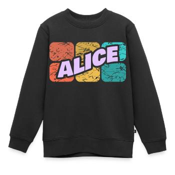 Geschenk für Alice - Kinder Premium Organic Sweatshirt - Schwarz - Vorne - AI Model Kid Female (0cm)