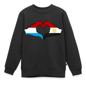 Luxemburg Ägypten Flagge Haende Herzform used - Kinder Premium Organic Sweatshirt - Schwarz - Vorne - AI Model Kid Female (0cm)