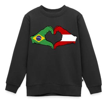 Brasilien Österreich Flagge Haende Herzform - Kinder Premium Organic Sweatshirt - Schwarz - Vorne - AI Model Kid Female (0cm)