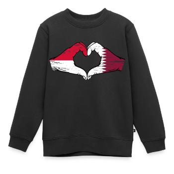 Monaco Katar Flagge Haende Herzform used - Kinder Premium Organic Sweatshirt - Schwarz - Vorne - AI Model Kid Female (0cm)