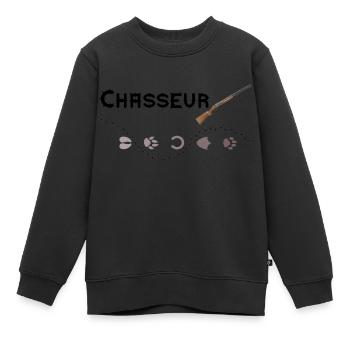 chasseur - Sweat Premium enfant bio - noir - Devant - AI Model Kid Female (0cm)