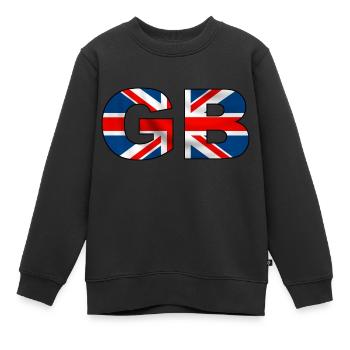 GB Union Jack - Sweat Premium enfant bio - noir - Devant - AI Model Kid Female (0cm)