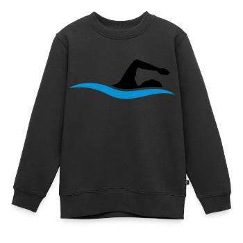 logo schwarz schwimmen schwimmer verein team wasse - Kinder Premium Organic Sweatshirt - Schwarz - Vorne - AI Model Kid Female (0cm)
