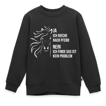 Pferdefans Ja, ich rieche nacch Pferd - Kinder Premium Organic Sweatshirt - Schwarz - Vorne - AI Model Kid Female (0cm)