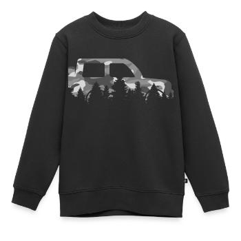 Geländewagen im Wald mit Camouflage - Kinder Premium Organic Sweatshirt - Schwarz - Vorne - AI Model Kid Female (0cm)