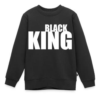 Black king - Sweat Premium enfant bio - noir - Devant - AI Model Kid Female (0cm)