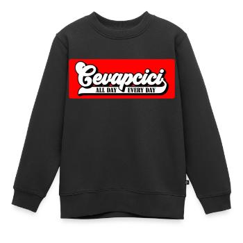 Colors can be changed | Cevapcici - Balkan Grill - Kids Premium Organic Sweatshirt - black - Front - AI Model Kid Female (0cm)