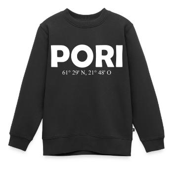 Pori - Finland - Coordinates - Longitude Latitude - Kinder Premium Organic Sweatshirt - Schwarz - Vorne - AI Model Kid Female (0cm)